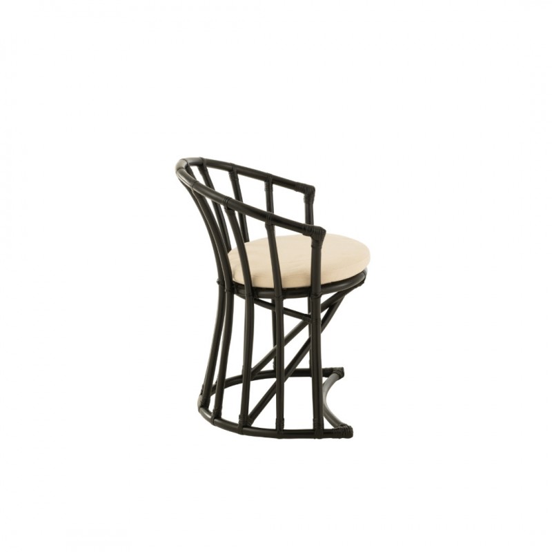 RATTAN CHAIR BW WITH CUSHION BLACK AND WHITE - CHAIRS, STOOLS